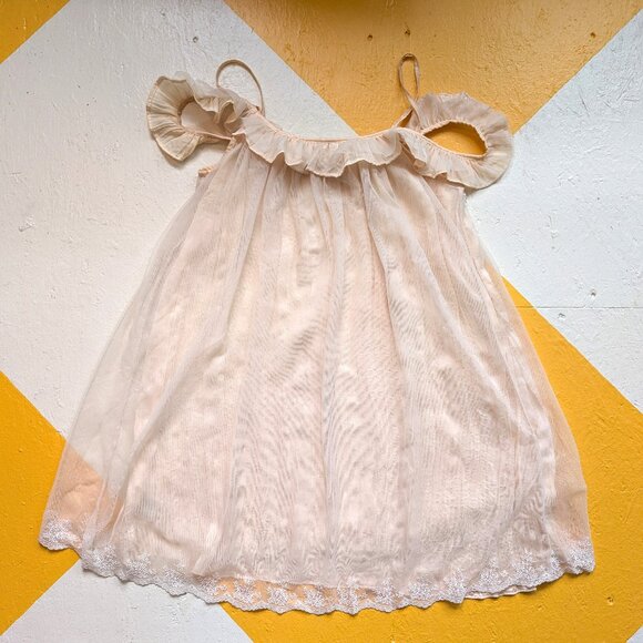 Free People Off Shoulder Night Dress Babydoll Nightie Peach Pastel Pink - Picture 2 of 7